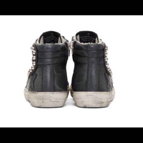 GOLDEN GOOSE BLACK 40 EU LEATHER STUD SLIDE SNEAKERS - #MUSTHAVE 🫶🤩😎 - Picture 3 of 9